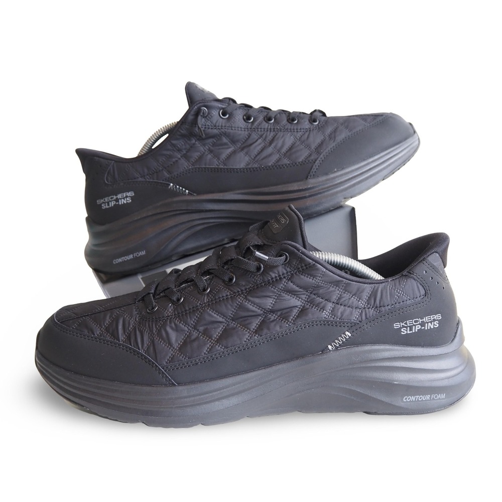 Skechers Slip-ins Contour Foam Cozy Fit Wide Mens 12 Black 232619W Walking Shoes